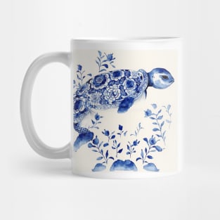 Majestic sea turtle in navy blue Mug